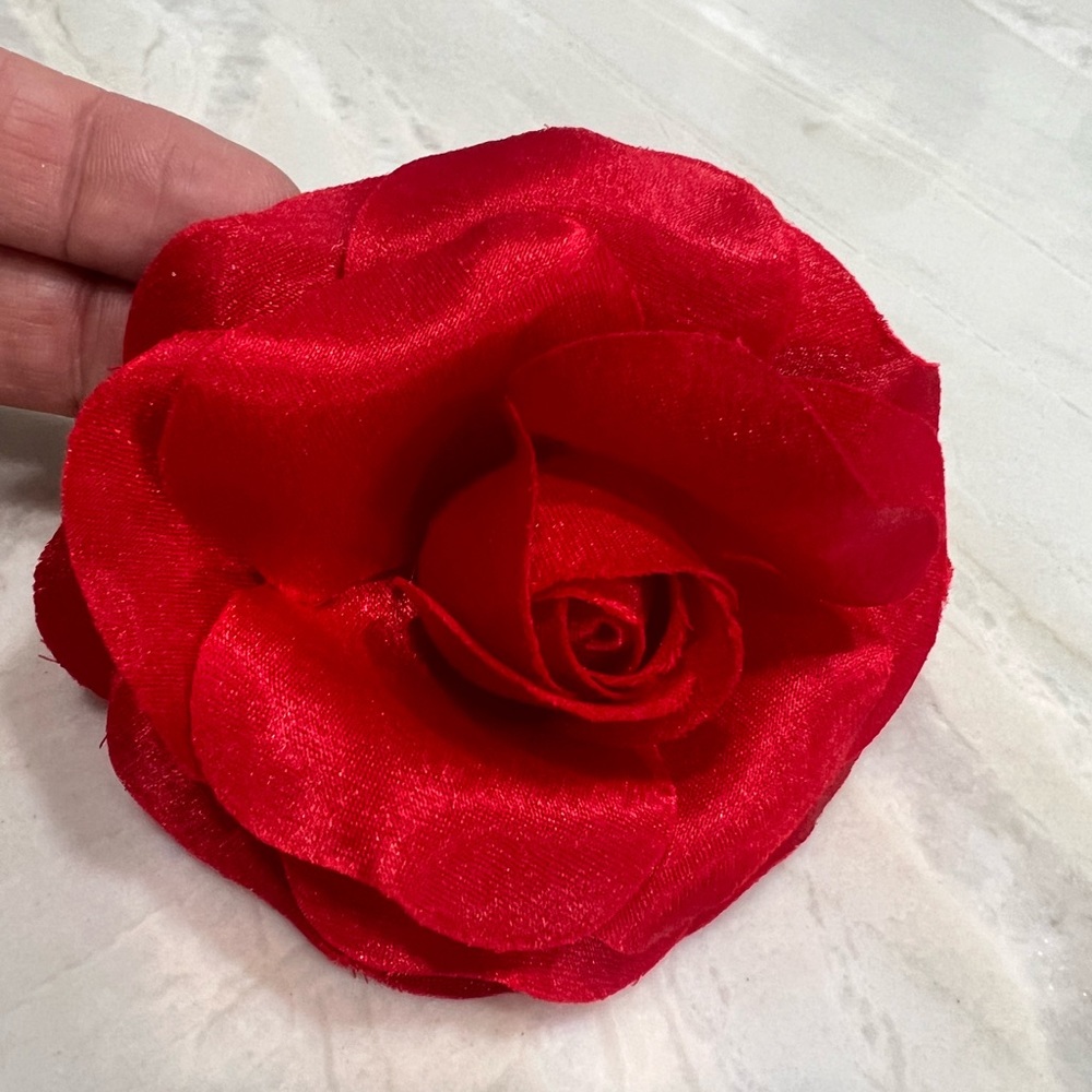 Vibrant red rose hair clip or pin